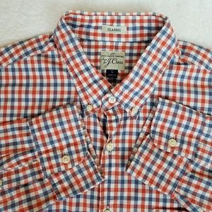 J Crew plaid button down shirt, classic fit, sz L.